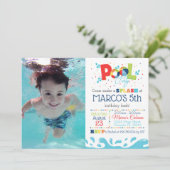 カスタマイズされたプールパーティーの誕生日パーティー招待状 招待状 (スタンド正面)