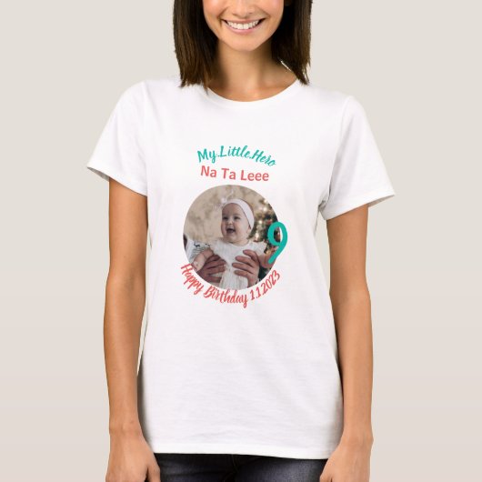 カスタマイズされたベビー誕生日とカスタマイズ Tシャツ (正面)