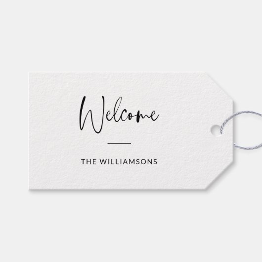 カスタマイズされたミニマルなタイポグラフィへようこそ ギフトタグ (正面(横))