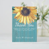 カスタマイズされたラスティック シック ヒマワリ バーンワッド サンキューカード (スタンド正面)