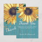 カスタマイズされたラスティック シック ヒマワリ バーンワッド サンキューカード (正面/裏面)