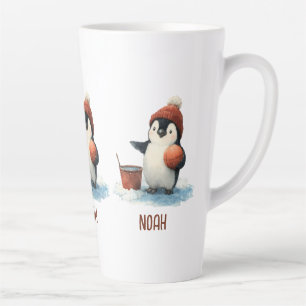 カスタマイズされた冬のペンギン バスケットボール キッズ カフェラテマグ