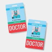 カスタマイズされた名前と写真 | 医師 ID カード バッジ (正面＆裏面)