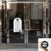 カスタマイズされた営業時間と店舗ロゴ、QRコード ウィンドウサイン (オフィスドア)