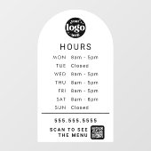 カスタマイズされた営業時間と店舗ロゴ、QRコード ウィンドウサイン (シート)