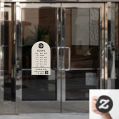 カスタマイズされた営業時間と店舗ロゴ、QRコード ウィンドウサイン (オフィスドア)