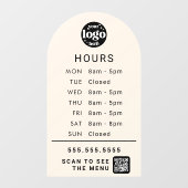カスタマイズされた営業時間と店舗ロゴ、QRコード ウィンドウサイン (シート)