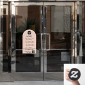カスタマイズされた営業時間と店舗ロゴ、QRコード ウィンドウサイン (オフィスドア)
