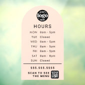 カスタマイズされた営業時間と店舗ロゴ、QRコード ウィンドウサイン (シート3)