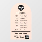 カスタマイズされた営業時間と店舗ロゴ、QRコード ウィンドウサイン (シート)