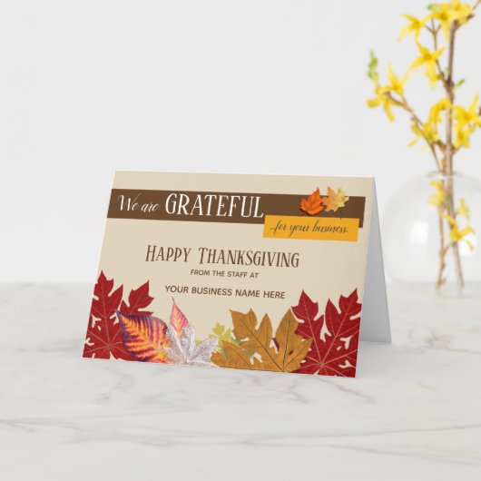 カスタマイズされた感謝祭のビジネスグリーティングカード カード (黄色い花)