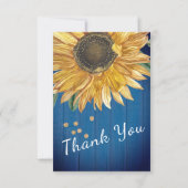 カスタマイズされた手作りひまわり納屋木製ネイビーブルー サンキューカード (裏面)