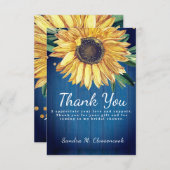 カスタマイズされた手作り感のある青いひまわり古材の納屋の木 サンキューカード (正面/裏面)