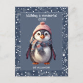 カスタマイズされた新年のキュートなペンギン ホリデー カード (正面)
