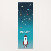 カスタマイズされた星 ロケット 惑星 宇宙 青 ヨガマット (裏面)