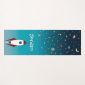 カスタマイズされた星 ロケット 惑星 宇宙 青 ヨガマット (正面(横))