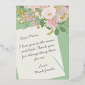 カスタマイズされた花のマザーズデーカード 母への手紙 箔シーズンカード (正面)