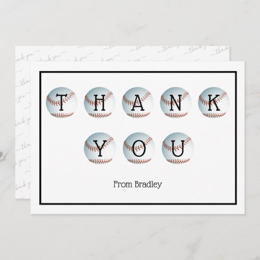 カスタマイズされた野球の感謝カード サンキューカード (正面/裏面)