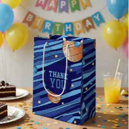 カスタマイズされた銀河の外宇宙の誕生日　ありがとうございます ミディアムペーパーバッグ
