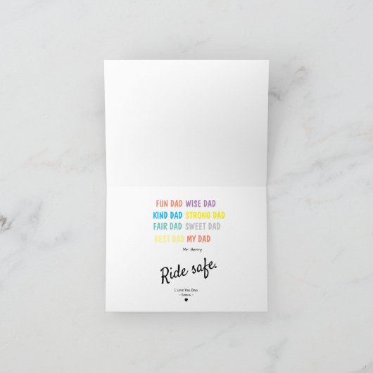 カスタマイズされた青いバイクの父の日 カード (内部)
