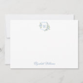 カスタマイズされた青い花の紋章の赤ちゃんステーショナリー サンキューカード (正面)