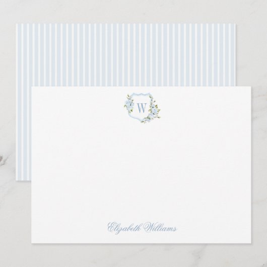 カスタマイズされた青い花の紋章の赤ちゃんステーショナリー サンキューカード (正面/裏面)