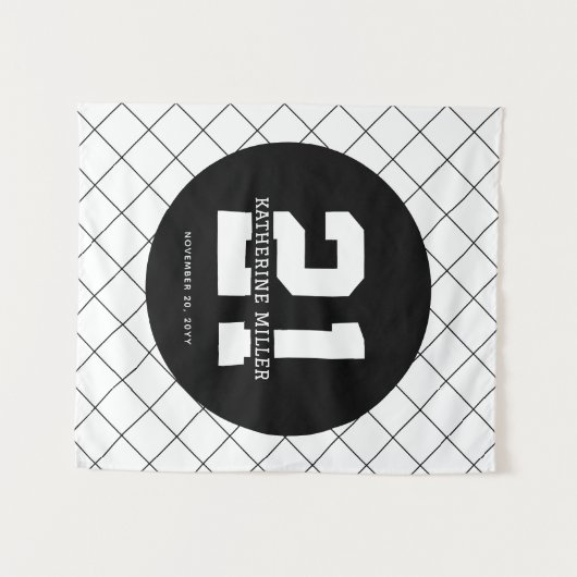 カスタマイズされた21歳の誕生日 モダンでエレガント タペストリー (正面(横))