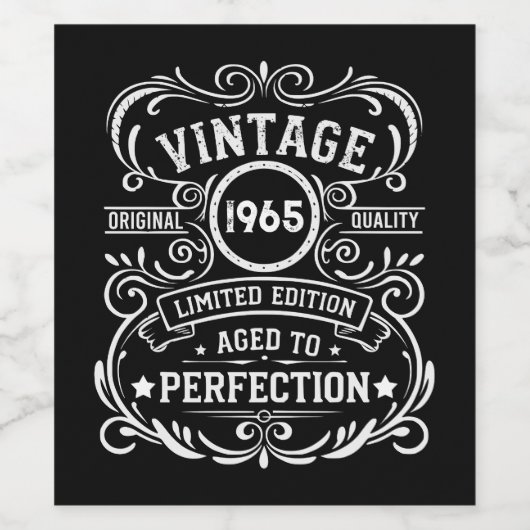 カスタマイズされた60個のヴィンテージ風60歳の誕生日パーティー ワインラベル (シングルラベル)