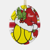 カスタマイズしたサンタハットのクリスマステニスボール セラミックオーナメント (右)