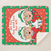 カスタマイズした「クリスマス小人」毛布/中 シェルパブランケット (正面(横))