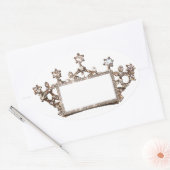 カスタマイズするティアラとクラウンのラベル 楕円形シール (封筒)