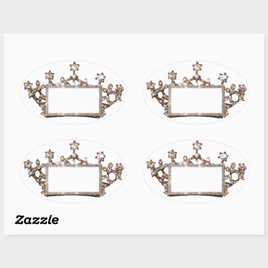 カスタマイズするティアラとクラウンのラベル 楕円形シール (シート)