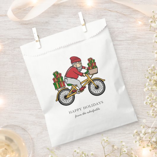 カスタマイズするファミリ名サイクリストのクリスマスを追加 フェイバーバッグ (クリップ留めされた状態)