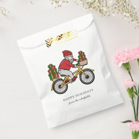 カスタマイズするファミリ名サイクリストのクリスマスを追加 フェイバーバッグ (封をした状態)