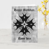 カスタマイズする灰色の誕生日に可愛いゴシックの十字架 カード (黄色い花)