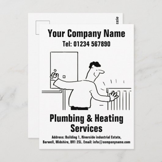 カスタマイズする給排水衛生設備および暖房サービスの漫画 ポストカード (正面/裏面)