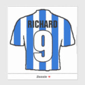 カスタマイズする青と白のサッカーシャツ。 シール (シート)