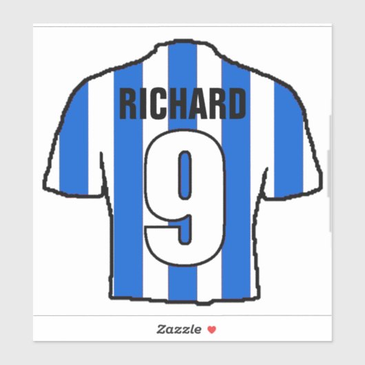 カスタマイズする青と白のサッカーシャツ。 シール (シート)