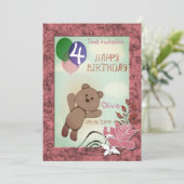 カスタマイズする, 個人的な, 誕生日, テディベア 招待状 (スタンド正面)