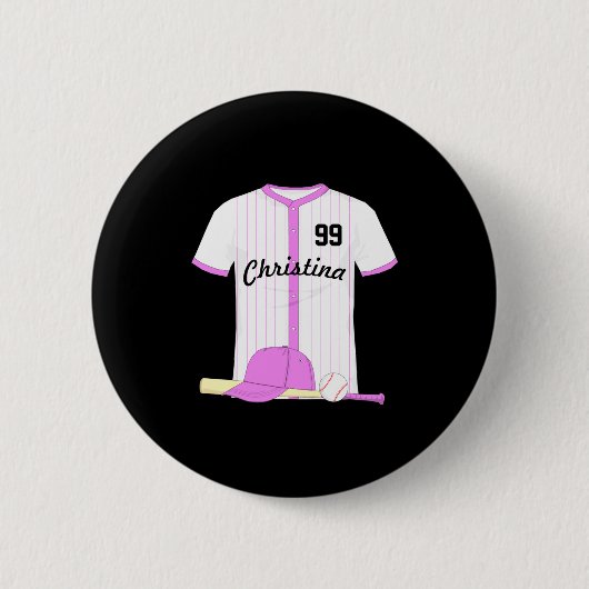 カスタマイズできるかわいい野球の赤ちゃんTシャツ 缶バッジ (正面)