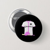 カスタマイズできるかわいい野球の赤ちゃんTシャツ 缶バッジ (正面&裏面)