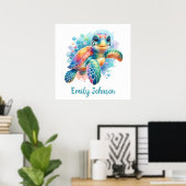 カスタマイズできるウミガメ ポスター (ホームオフィス)