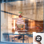 カスタマイズできるカップケーキのパン屋の店の前の白い文字 ウィンドウサイン (カフェ窓)