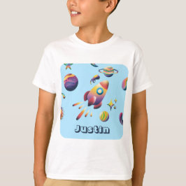 カスタマイズできるカラフルな宇宙惑星のバックトゥスクール Tシャツ