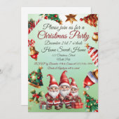 カスタマイズできるクリスマス招待状 シーズンカード (正面/裏面)