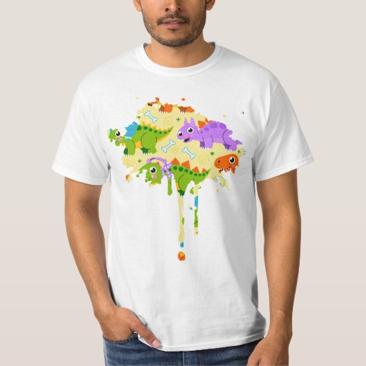 カスタマイズできる可愛い恐竜プリント Tシャツ (正面)