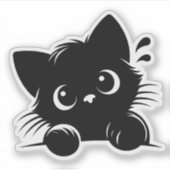 カスタマイズできる好奇心旺盛な猫 シール (正面)