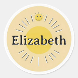カスタマイズできる子供用名前シール - サニー デザイン ラウンドシール
