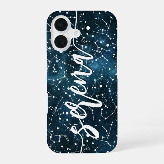 カスタマイズできる宇宙の星座デザイン iPhone 16ケース (裏面)