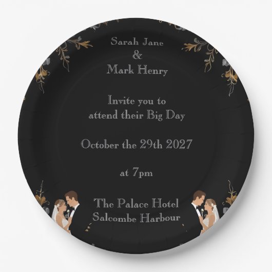 カスタマイズできる結婚式招待状のレイアウト ペーパープレート (正面)